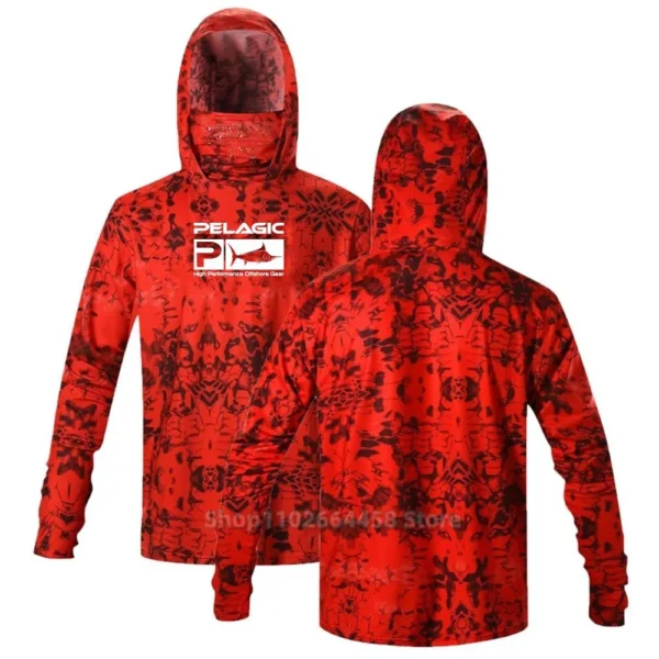 PELAGIC Fishing Shirts Upf 50 Men Long Sleeve Hooded Face Cover Fishing Clothes Camisa De Pesca UV Protection Face Mask Hoodie
