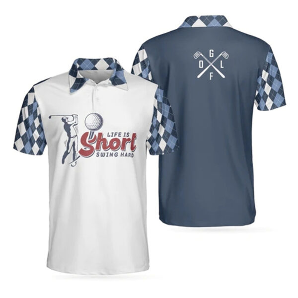 Men's fashionable printed polo shirt outdoor short-sleeved golf shirt racing shirt fast breathable casual shirt