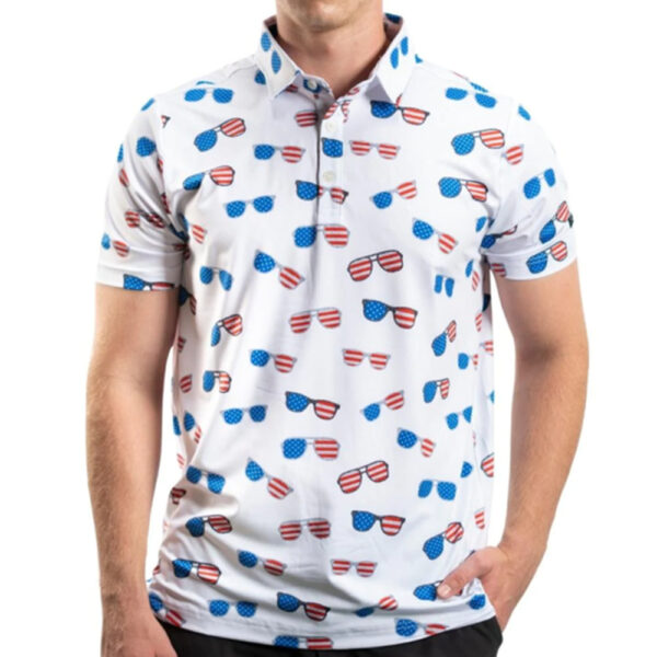 Men's golf print shirt outdoor golf shirt quick-drying breathable polo shirt